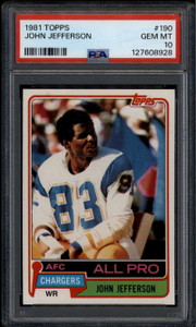 1981 Topps 190 John Jefferson PSA 10 GEM MT