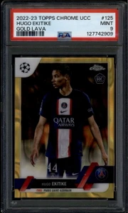 2022-23 Topps Chrome UEFA Gold Lava Refractor 125 Hugo Ekitike Rookie RC PSA 9