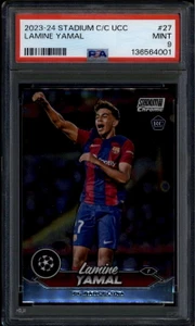 2023-24 Stadium Club Chrome UEFA CL 27 Lamine Yamal Rookie RC PSA 9 MINT