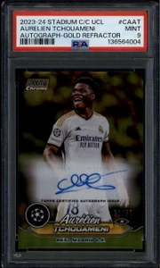2023-24 Stadium Club Chrome Gold Refractor Aurelien Tchouameni Auto 20/50 PSA 9