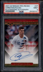 2021-22 Panini Mosaic Road FIFA World Cup Playmaker Christian Pulisic Auto PSA 9
