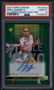 2024 Topps Chrome Autographs Green Refractor Erika Andreeva RC Auto 93/99 PSA 10