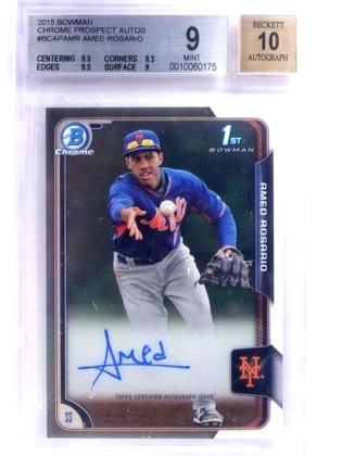 2015 Bowman Chrome Prospects Amed Rosario autograph rc rookie BGS 9 *68822