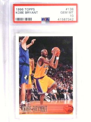 DELETE 22416 1996-97 Topps Kobe Bryant rc rookie #138 PSA 10 GEM MINT Lakers *75097
