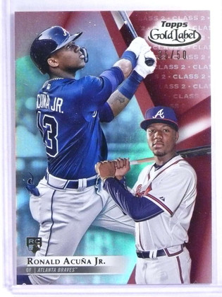 DELETE 23098 2018 Topps Gold Label Red Class 2 Ronald Acuna Jr. Rookie RC #D35/50 #99 *75665