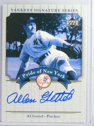 2003 UD Yankees Signature Series Pride Al Gettel Autograph Auto #PNAG *80333