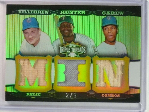 2006 Triple Threads Gold Harmon Killebrew Rod Carew Hunter bat jersey #2/9 *81299