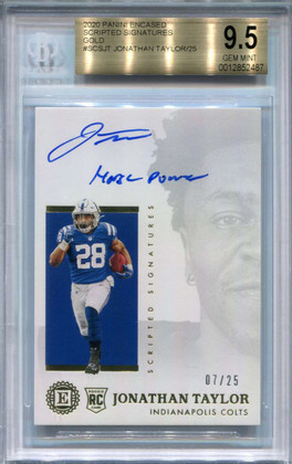 2020 Encased Scripted Signatures Gold Jonathan Taylor Rookie Auto /25 BGS 9.5