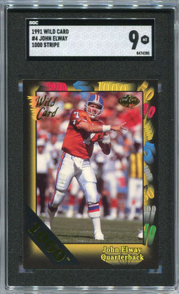 1991 Wild Card 1000 Stripe 4 John Elway SGC 9 MT MINT