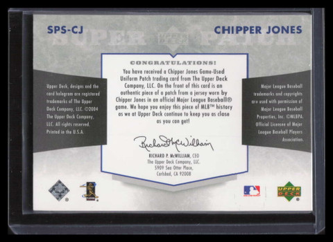 Chipper Jones Baseball Card 2005 Upper Deck MVP Jersey 