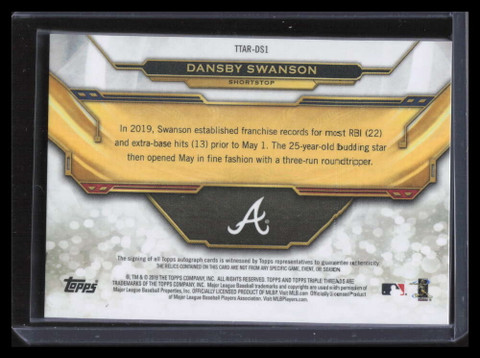 2021 Topps Triple Threads Jumbo Relics Amber SJRDSW Dansby Swanson Jersey  10/18 - Sportsnut Cards