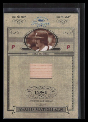 2004 Timeless Treasures Award Materials 16 Mike Schmidt 81 MVP Bat 39/81