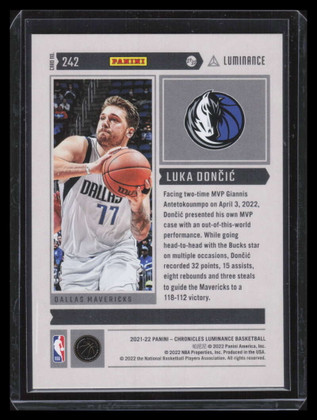 2021-22 Panini Chronicles Blue 242 Luka Doncic Luminance 47