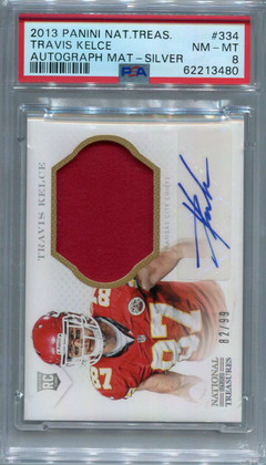 DELETE 136447 2013 Panini National Treasures 334 Travis Kelce Rookie Jersey Auto 82/99 PSA 8