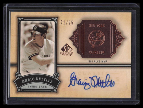 SOLD 140843 2005 SP Legendary Cuts Classic Careers Autograph GN Graig Nettles Auto 21/25