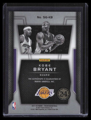 【即納出荷】Kobe Bryant 2017-18 Prizm Signatures On Card Auto コービー レイカーズ Lakers 直筆サインカード Panini NBA その他