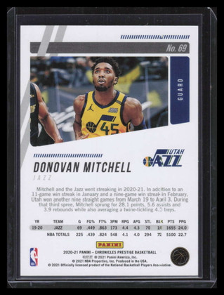 2020-21 Panini Chronicles Blue 69 Donovan Mitchell Prestige