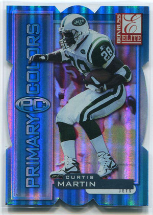 1999 Donruss Elite Primary Colors Die Cuts Blue 16 Curtis Martin 41/50