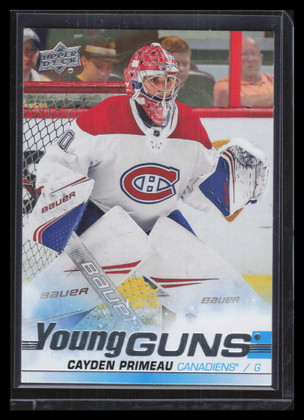SOLD 143019 2019-20 Upper Deck 454 Cayden Primeau Rookie YG Young Guns