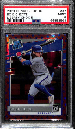 2020 Donruss Optic Liberty Choice Refractor 37 Bo Bichette Rookie 30/45 PSA 9