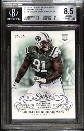 2013 National Treasures Century Silver 191 Sheldon Richardson RC 25/25 BGS 8.5