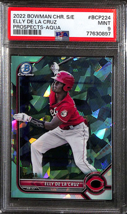 2022 Bowman Chrome Sapphire Aqua Refractor Elly De La Cruz Rookie 35/99 PSA 9