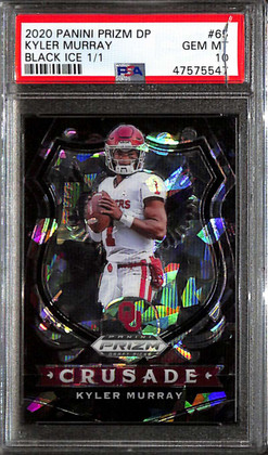 2020 Panini Prizm Draft Prizms Black Ice 65 Kyler Murray C 1/1 Crusade PSA 10