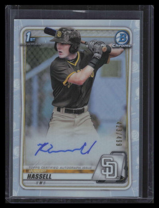 2020 Bowman Chrome Draft Autographs Refractor Robert Hassell Rookie Auto 423/499