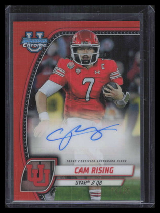 2024 Bowman Chrome University Autographs Orange Refractor Cam Rising RC Auto /25