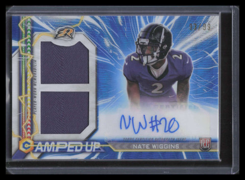 2024 Topps Resurgence Amped Up Autographs Blue Nate Wiggins RC Jersey Auto 93/99