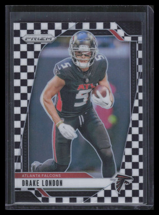 2024 Panini Prizm Prizms Black and White Checker Refractor 12 Drake London