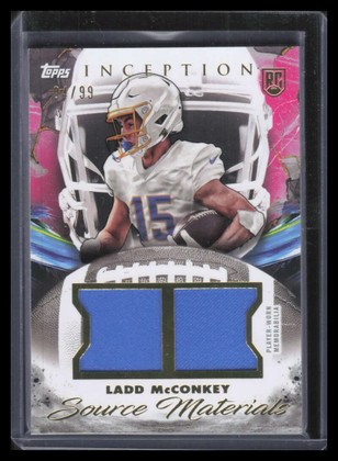 2024 Topps Inception Source Materials SMLM Ladd McConkey RC Dual Jersey 4/99