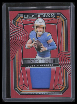 2024 Panini Obsidian Magmatic Memorabilia Red 15 Justin Herbert Jersey 45/75