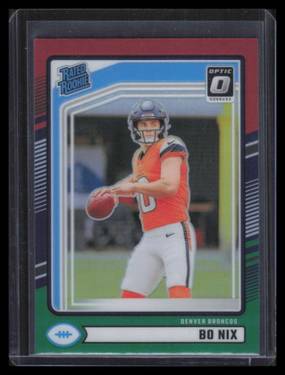 2024 Donruss Optic Rated Rookies Preview Red Green Refractor 369 Bo Nix Rookie