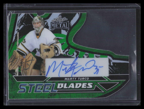 2025 Leaf Metal Legends Steel Blades Green sbmt1 Marty Turco Auto 3/3