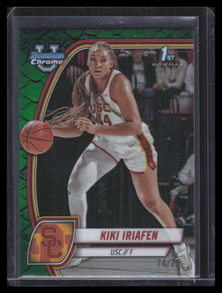 2024-25 Bowman Chrome U Reptilian Green Refractor 47 Kiki Iriafen Rookie 74/75