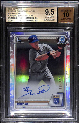 2020 Bowman Chrome Autographs Refractor Bobby Witt RC Auto 55/499 BGS 9.5 10