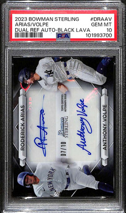 2023 Bowman Sterling Autograph Black Lava Refractor Arias Volpe RC Auto 7/10 PSA