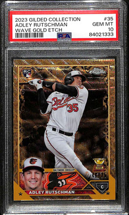 2023 Topps Chrome Gilded Gold Etch Wave Refractor Adley Rutschman RC /75 PSA 10