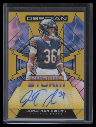 2024 Panini Obsidian Cosmic Storm Signatures Gold 21 Jonathan Owens Auto 8/10