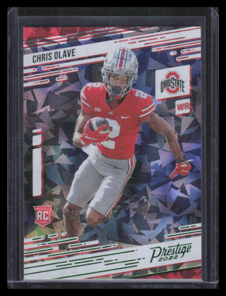 2022 Panini Chronicles Draft Prestige Green Cracked Ice 10 Chris Olave RC 1/6