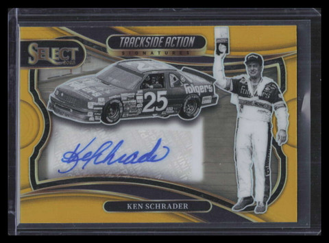 2025 Select Trackside Action Signatures Prizms Gold 26 Ken Schrader Auto 4/10