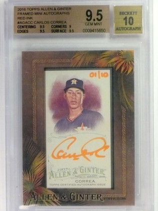 2016 Topps Allen Ginter Framed Red Ink Carlos Correa autograph /10 BGS 9.5