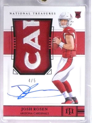 2018 National Treasures Black RPA Josh Rosen autograph rc logo patch #D4/5