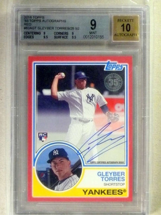 2018 Topps 83' Red Gleyber Torres autograph auto rc rookie #05/25 BGS 9