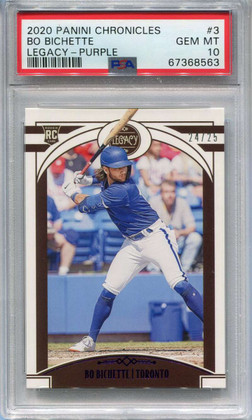 2020 Panini Legacy Purple 3 Bo Bichette Rookie 24/25 PSA 10 GEM MT