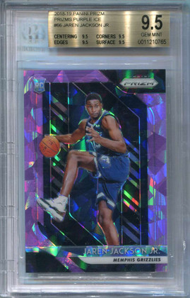2018-19 Panini Prizm Prizms Purple Ice 66 Jaren Jackson Jr Rookie 52/149 BGS 9.5
