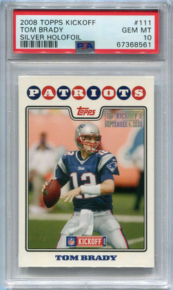 2008 Topps Kickoff Silver Holofoil 111 Tom Brady 992/1349 PSA 10 GEM MT