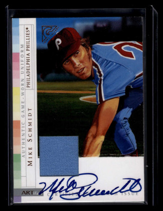 2003 Topps Gallery HOF ARTifact Relics Autographs MS Mike Schmidt Jersey Auto