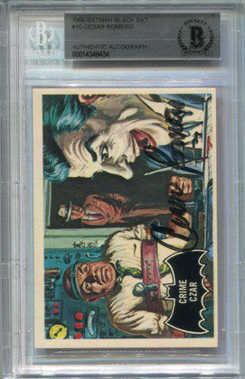 1966 Topps Batman Black Bat Crime Czar Cesar Romero Beckett Authentic Auto BAS